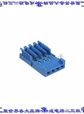 281783-4 矩形连接器4POS插头2.54mm母插口蓝色IDC锡自由悬挂