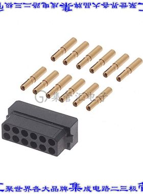 M80-8891205 矩形连接器12POS插座2排2mm母插口黑色压接镀金自由