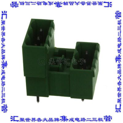284065-3 端子块连接器6POS接头公引脚带罩2排5.08mm绿色垂直通孔