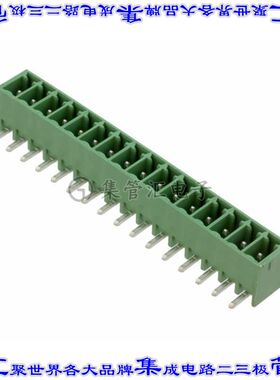 1844359 端子块连接器16POS接头公引脚带罩3.5mm绿色90DEG通孔