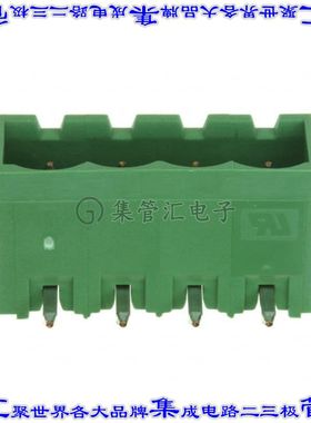 796644-4 端子块连接器4POS接头公引脚带罩5mm绿色90DEG通孔