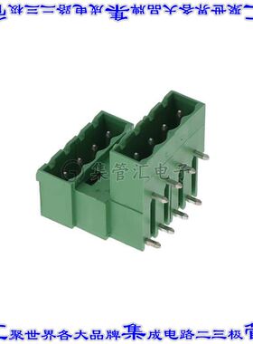 1842089 端子块连接器8POS接头公引脚带罩2排5.08mm绿色90DEG通孔