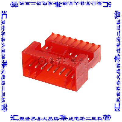 3-647000-8 矩形连接器8POS插头2.54mm公引脚红色IDC锡自由悬挂直