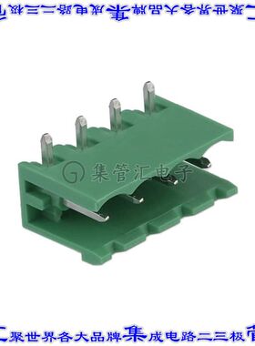 1754478 端子块连接器4POS接头公引脚带罩5mm绿色90DEG通孔