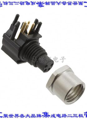 1526169 圆形连接器4POS插座母插口焊接镀金面板安装通孔直角