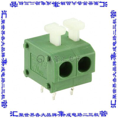 1-2834018-2 线对板连接器2POS接线端子5mm通孔水平带板