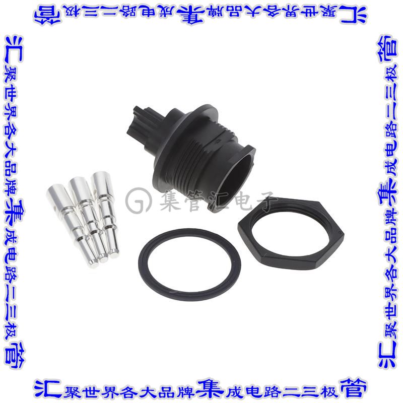 DM-03PMMC-QC800P 圆形连接器3(电源)插座公形引脚压接银面板安装