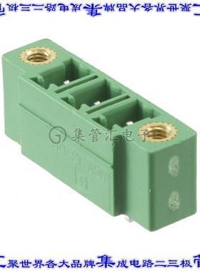 1847628 端子块连接器3POS接头公引脚带罩5.08mm绿色垂直通孔