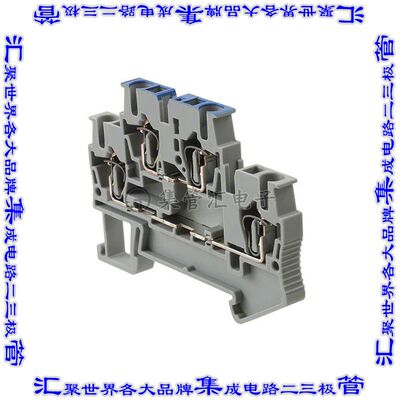 3036330 端子块连接器4POS馈通式2排5.2mm灰色12-28AWG