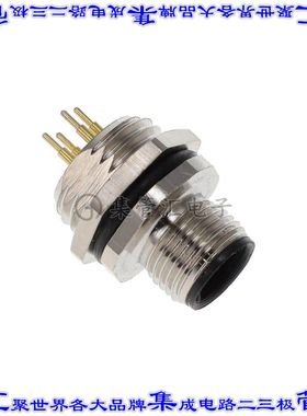 ALBKM12-FMBR4-S0 圆形连接器4POS插座公形引脚焊接面板安装通孔