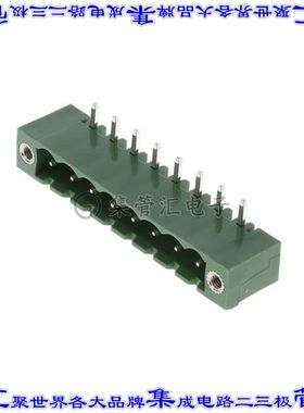 EM221808H 端子块连接器8POS接头公引脚带罩5.08mm绿色90DEG通孔