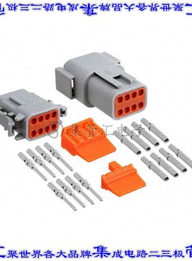 ATM8PS-CKIT 矩形连接器8POS插头插座2排母插口公插脚灰色压接自