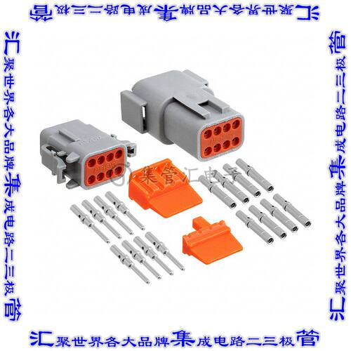 ATM8PS-CKIT 矩形连接器8POS插头插座2排母插口公插脚灰色压接自