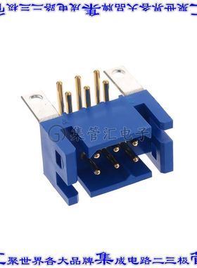 PLB06M4B0A1/AA 背板连接器6POS接头公引脚2排5mm通孔直角蓝色