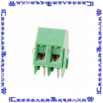 1733570 线对板连接器2POS接线端子5.08mm通孔55角度带板