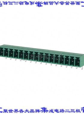 1803413 端子块连接器16POS接头公引脚带罩3.81mm绿色90DEG通孔
