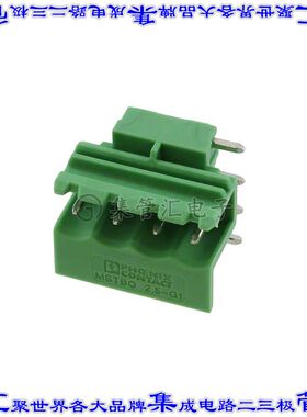 1861073 端子块连接器4POS接头公引脚带罩5mm绿色90DEG通孔