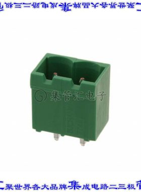 796636-2 端子块连接器2POS接头公引脚带罩5.08mm绿色垂直通孔