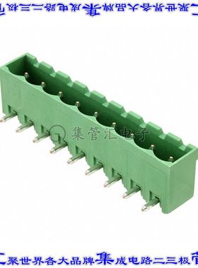796644-9 端子块连接器9POS接头公引脚带罩5mm绿色90DEG通孔