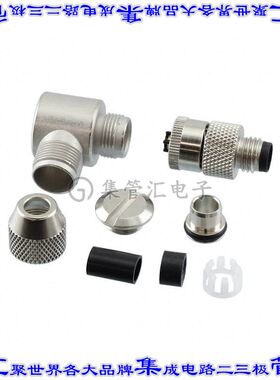 1436466 圆形连接器4POS插头公引脚焊杯镀金自由悬挂直角