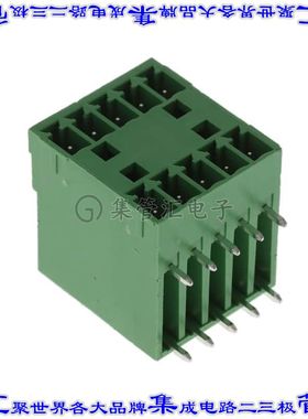 VL1031510000G 端子块连接器10POS接头公引脚带罩2排3.81mm绿色90