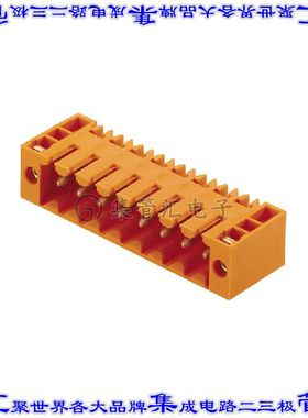 1607100000 端子块连接器8POS接头公引脚带罩3.5mm橙色90DEG通孔