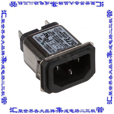 2-6609987-4 电源接入连接器3POS插座公型片状插脚IEC320-C14面板