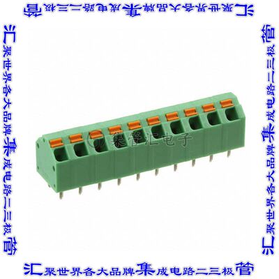1751244 线对板连接器10POS接线端子5.08mm通孔45角度带板