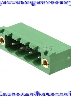 1951912 端子块连接器4POS接头公引脚带罩5.08mm绿色90DEG通孔