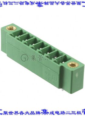 1830648 端子块连接器7POS接头公引脚带罩3.81mm绿色垂直通孔