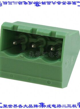 1767384 端子块连接器3POS接头公引脚带罩5.08mm绿色45DEG通孔