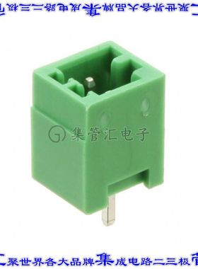 1881558 端子块连接器2POS接头公引脚带罩2.5mm绿色垂直通孔