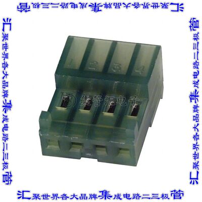 3-643816-4 矩形连接器4POS插座2.54mm母插口绿色IDC锡自由悬挂直
