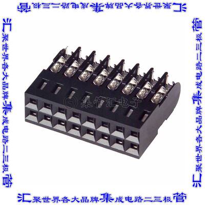 102398-6 矩形连接器16POS插座2排2.54mm母插口黑色IDC镀金自由悬