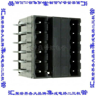ELFA12110 端子块连接器12POS接头公引脚带罩2排5mm黑色90DEG通孔
