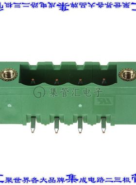 796866-4 端子块连接器4POS接头公引脚带罩5.08mm绿色90DEG通孔