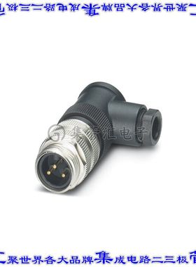 1521465 圆形连接器3POS插头公引脚螺钉镀金自由悬挂直角