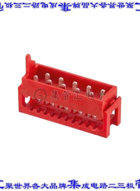 690157002672 矩形连接器26POS插头2排2.54mm公引脚红色IDC锡自由