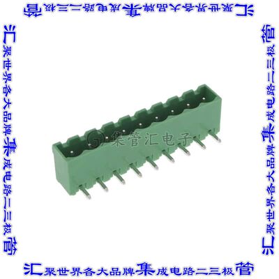 2350513-9 端子块连接器9POS接头公引脚带罩5mm绿色90DEG通孔