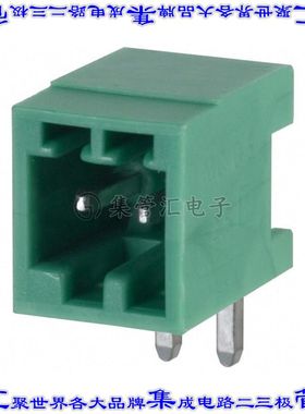 1881448 端子块连接器2POS接头公引脚带罩2.5mm绿色90DEG通孔