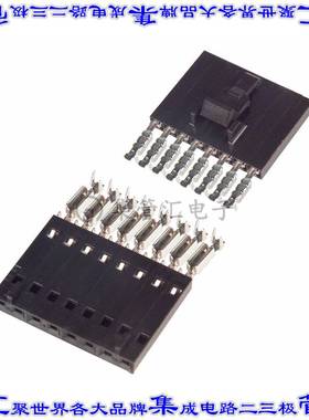 103957-7 矩形连接器8POS插座2.54mm母插口黑色IDC镀金自由悬挂