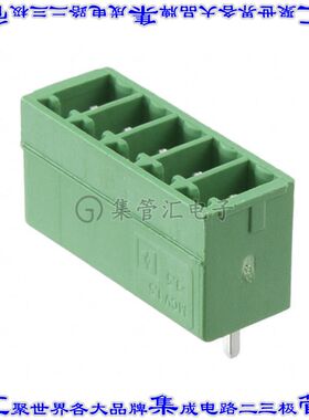 1843635 端子块连接器5POS接头公引脚带罩3.5mm绿色垂直通孔
