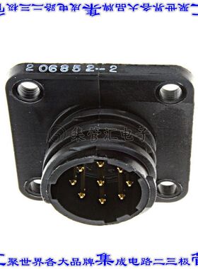 206852-2 圆形连接器9POS插座公形引脚焊接镀金面板安装通孔