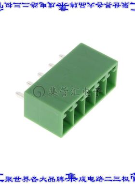2351886-5 端子块连接器5POS接头公引脚带罩3.5mm绿色垂直通孔