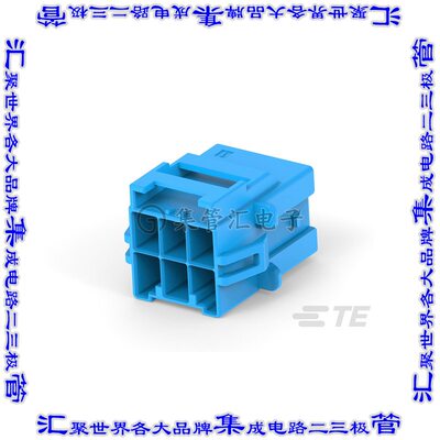3-1971775-3 矩形连接器外壳6POS插座2排6mm公形引脚蓝色面板安装
