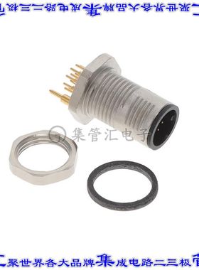 1437106 圆形连接器12POS插头公引脚焊接镀金面板安装通孔