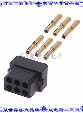 M80-7880605 矩形连接器6POS插座2排2mm母插口黑色压接镀金自由悬