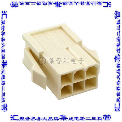 1586861-6 矩形连接器外壳6POS插头2排4.2mm公形引脚白色面板安装