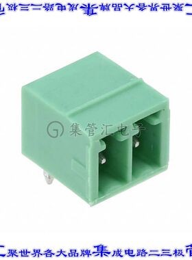 5441346 端子块连接器2POS接头公引脚带罩3.5mm绿色90DEG通孔