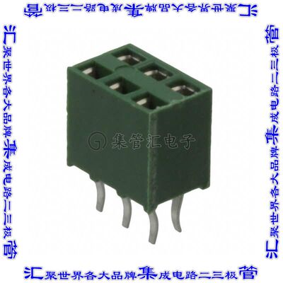 215307-3 针座连接器6POS插座2排2.54mm母形插口通孔直针镀金